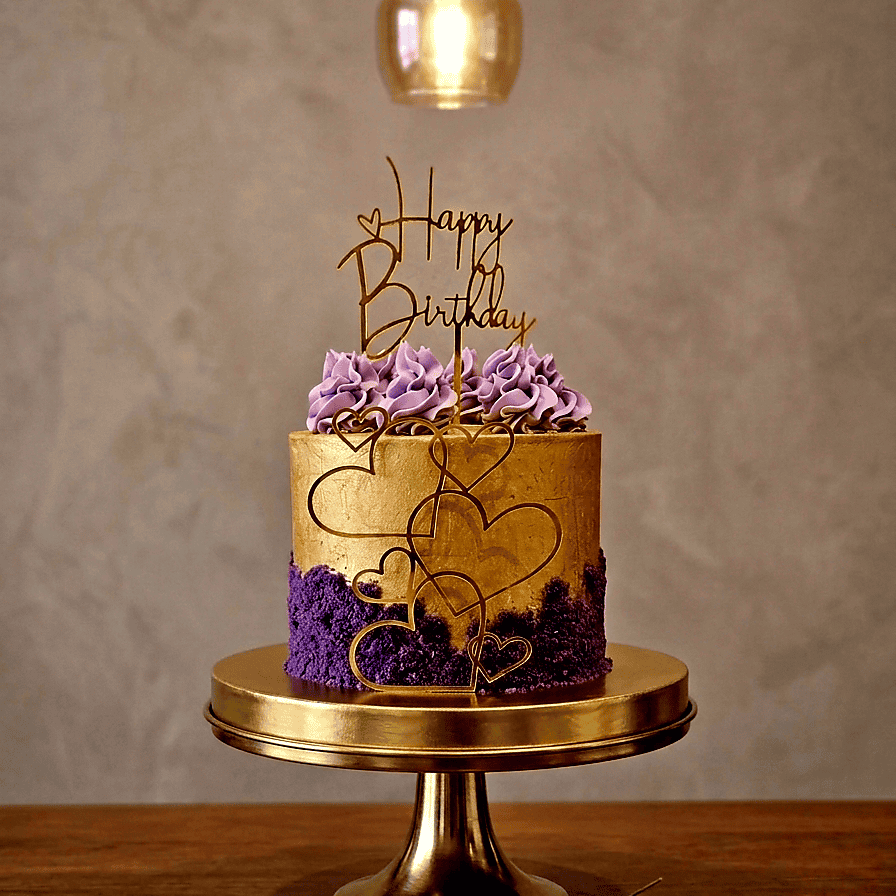 Royal Purple and Gold Heart Cake